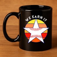 We Earn It Houston Throwback Baseball Star 11oz C Handle Ceramic Mug