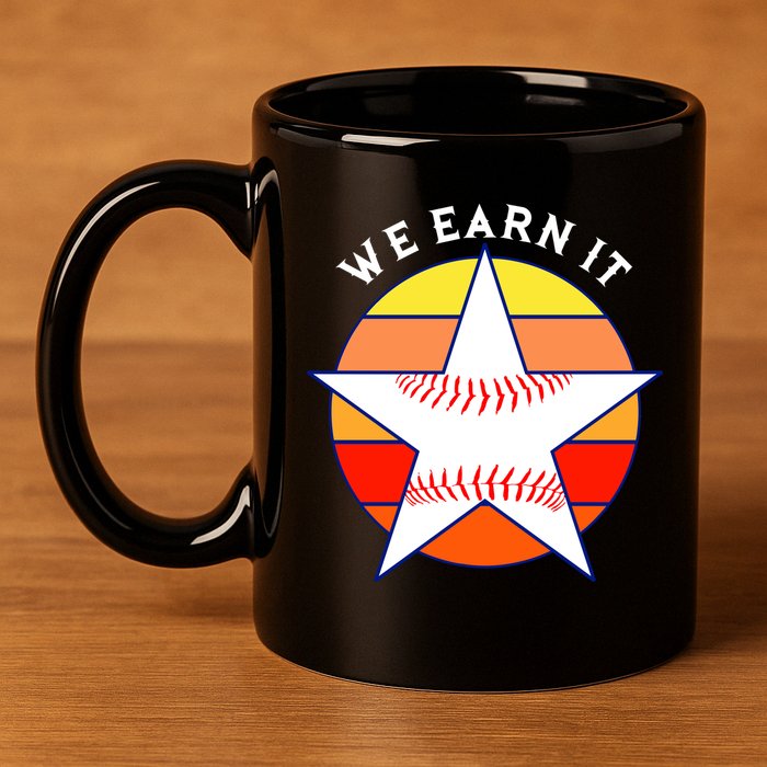 We Earn It Houston Throwback Baseball Star 11oz C Handle Ceramic Mug