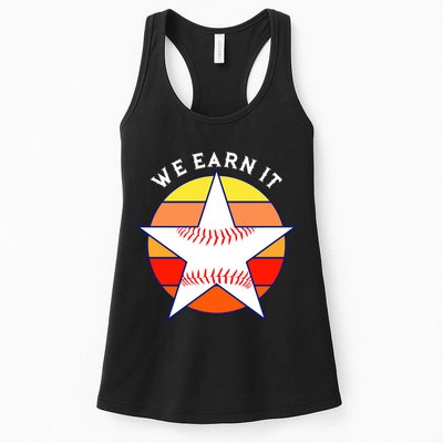 We Earn It Houston Throwback Baseball Star Womens Tank Top