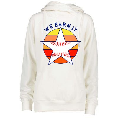 We Earn It Houston Throwback Baseball Star Womens Funnel Neck Pullover Hood