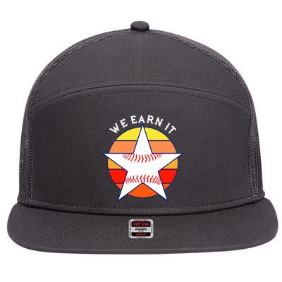 We Earn It Houston Throwback Baseball Star 7 Panel Mesh Trucker Snapback Hat