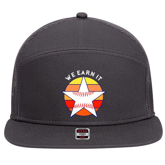 We Earn It Houston Throwback Baseball Star 7 Panel Mesh Trucker Snapback Hat