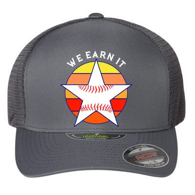 We Earn It Houston Throwback Baseball Star Flexfit Unipanel Trucker Cap