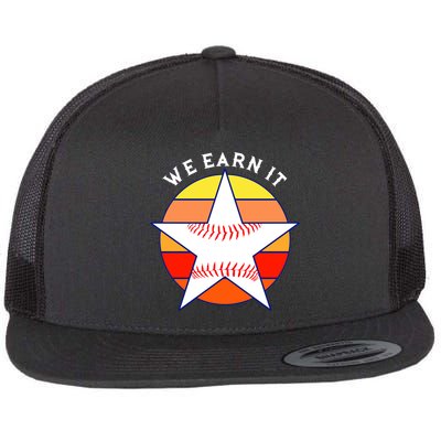 We Earn It Houston Throwback Baseball Star Flat Bill Trucker Hat