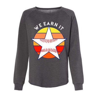 We Earn It Houston Throwback Baseball Star Womens California Wash Sweatshirt