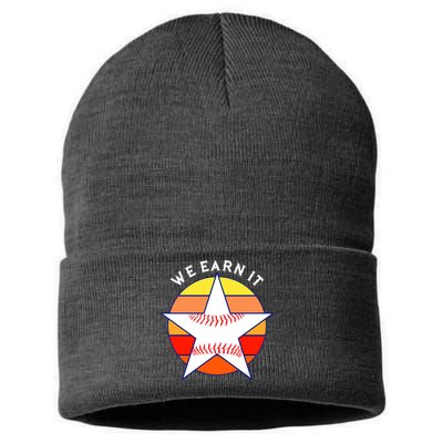 We Earn It Houston Throwback Baseball Star Sustainable Knit Beanie