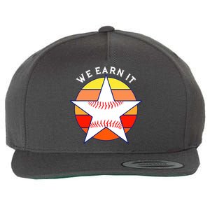 We Earn It Houston Throwback Baseball Star Wool Snapback Cap