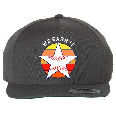 We Earn It Houston Throwback Baseball Star Wool Snapback Cap