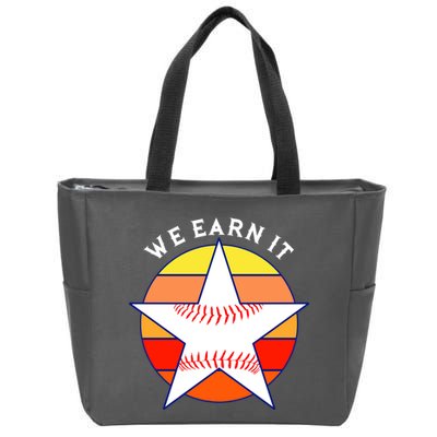 We Earn It Houston Throwback Baseball Star Zip Tote Bag