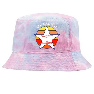 We Earn It Houston Throwback Baseball Star Tie-Dyed Bucket Hat