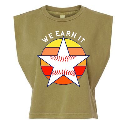 We Earn It Houston Throwback Baseball Star Garment-Dyed Women's Muscle Tee