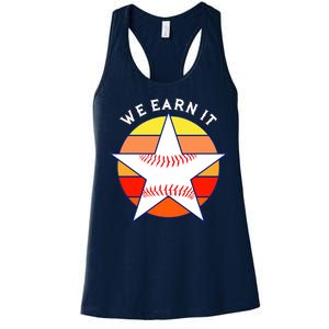 We Earn It Houston Throwback Baseball Star Women's Racerback Tank