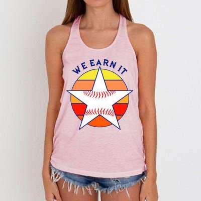 We Earn It Houston Throwback Baseball Star Women's Knotted Racerback Tank