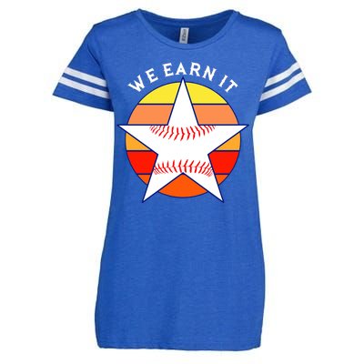 We Earn It Houston Throwback Baseball Star Enza Ladies Jersey Football T-Shirt