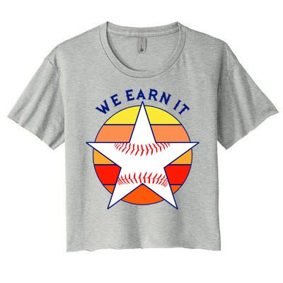 We Earn It Houston Throwback Baseball Star Women's Crop Top Tee