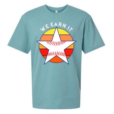 We Earn It Houston Throwback Baseball Star Sueded Cloud Jersey T-Shirt