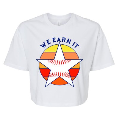 We Earn It Houston Throwback Baseball Star Bella+Canvas Jersey Crop Tee