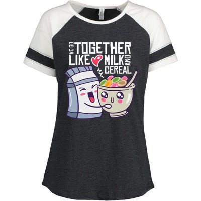 We Go Together Like Milk And Cereal Enza Ladies Jersey Colorblock Tee