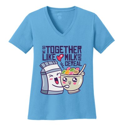 We Go Together Like Milk And Cereal Women's V-Neck T-Shirt