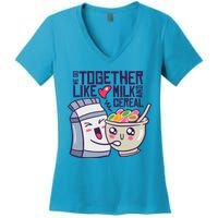 We Go Together Like Milk And Cereal Women's V-Neck T-Shirt