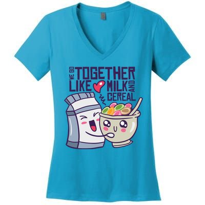 We Go Together Like Milk And Cereal Women's V-Neck T-Shirt