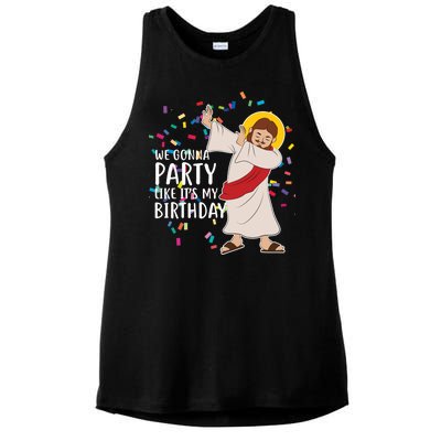 We Gonna Party Like It's My Birthday Dabbing Jesus Ladies PosiCharge Tri-Blend Wicking Tank