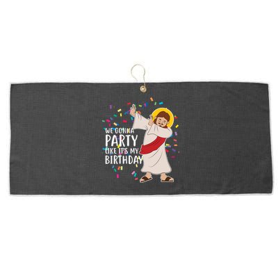 We Gonna Party Like It's My Birthday Dabbing Jesus Large Microfiber Waffle Golf Towel