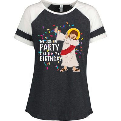 We Gonna Party Like It's My Birthday Dabbing Jesus Enza Ladies Jersey Colorblock Tee