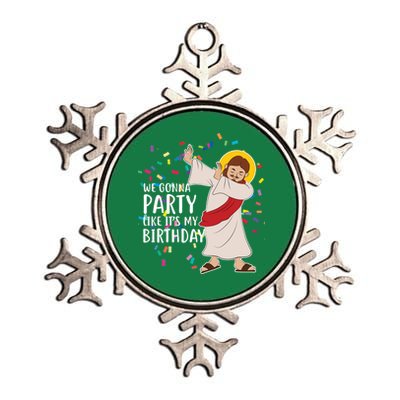 We Gonna Party Like It's My Birthday Dabbing Jesus Metallic Star Ornament