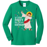 We Gonna Party Like It's My Birthday Dabbing Jesus Kids Long Sleeve Shirt