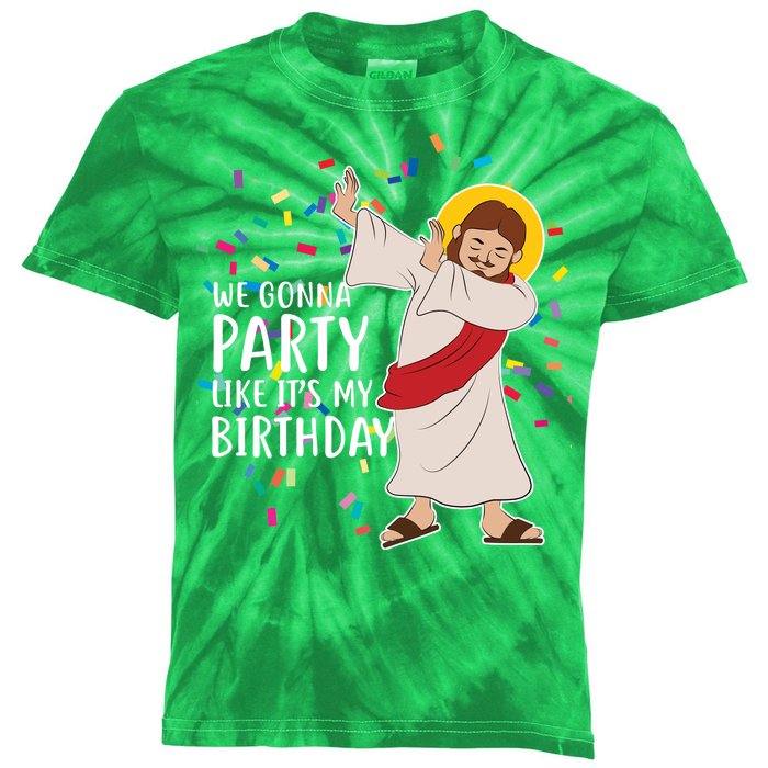 We Gonna Party Like It's My Birthday Dabbing Jesus Kids Tie-Dye T-Shirt