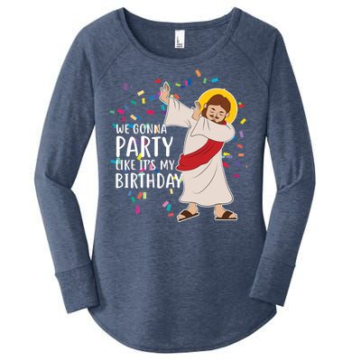 We Gonna Party Like It's My Birthday Dabbing Jesus Women's Perfect Tri Tunic Long Sleeve Shirt