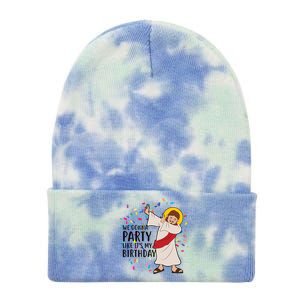 We Gonna Party Like It's My Birthday Dabbing Jesus Tie Dye 12in Knit Beanie