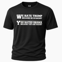 We Hate Trump Because He is Racist. You Hated Obama Because You Are Racist Cooling Performance Crew T-Shirt