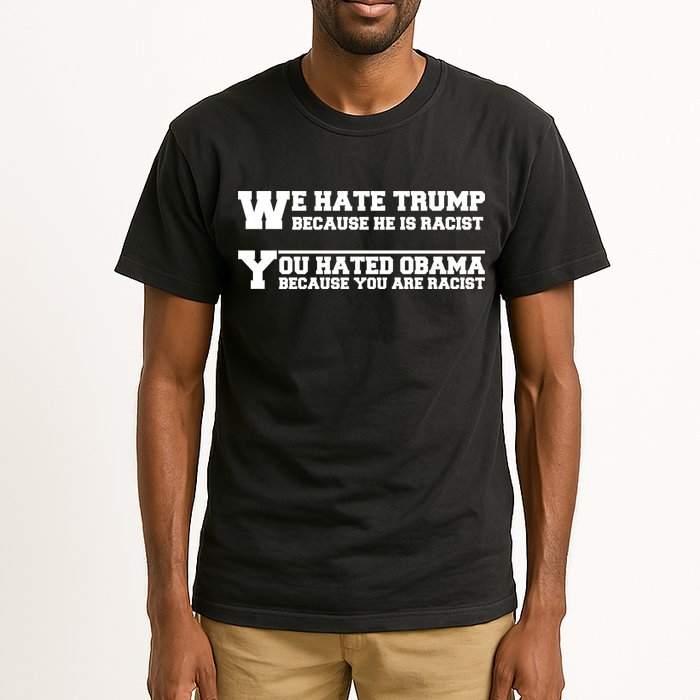We Hate Trump Because He is Racist. You Hated Obama Because You Are Racist Tall T-Shirt