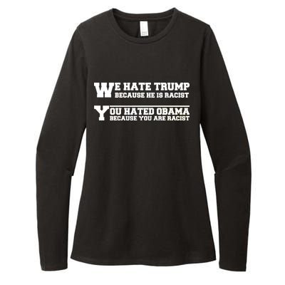 We Hate Trump Because He is Racist. You Hated Obama Because You Are Racist Womens CVC Long Sleeve Shirt