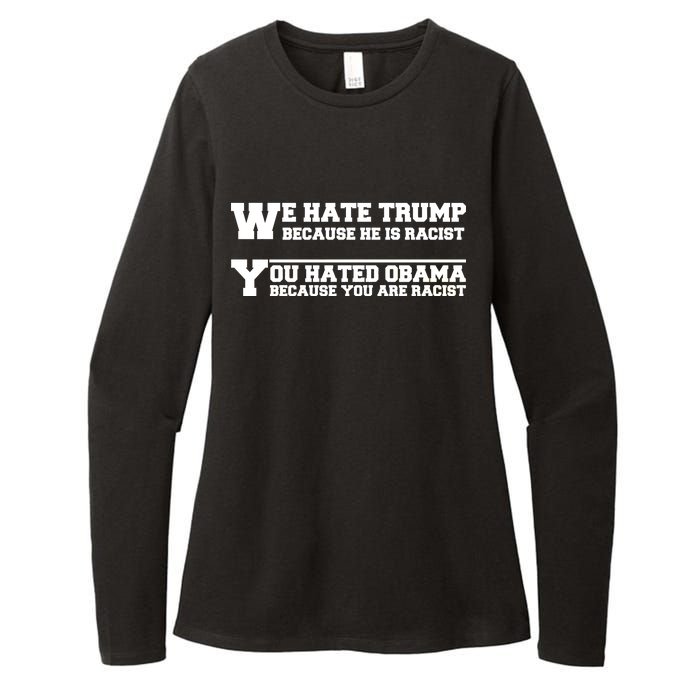 We Hate Trump Because He is Racist. You Hated Obama Because You Are Racist Womens CVC Long Sleeve Shirt