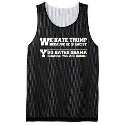 We Hate Trump Because He is Racist. You Hated Obama Because You Are Racist Mesh Reversible Basketball Jersey Tank