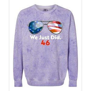 We Just Did Joe Biden President Elect 46 US Flag Sunglasses Colorblast Crewneck Sweatshirt