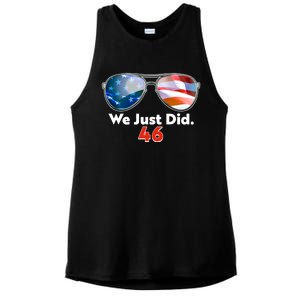 We Just Did Joe Biden President Elect 46 US Flag Sunglasses Ladies PosiCharge Tri-Blend Wicking Tank