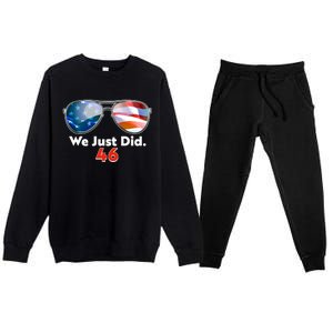 We Just Did Joe Biden President Elect 46 US Flag Sunglasses Premium Crewneck Sweatsuit Set