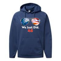 We Just Did Joe Biden President Elect 46 US Flag Sunglasses Performance Fleece Hoodie