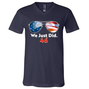 We Just Did Joe Biden President Elect 46 US Flag Sunglasses V-Neck T-Shirt