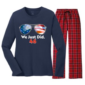 We Just Did Joe Biden President Elect 46 US Flag Sunglasses Women's Long Sleeve Flannel Pajama Set 