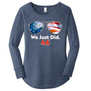 We Just Did Joe Biden President Elect 46 US Flag Sunglasses Women's Perfect Tri Tunic Long Sleeve Shirt