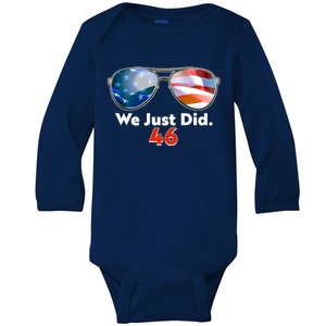 We Just Did Joe Biden President Elect 46 US Flag Sunglasses Baby Long Sleeve Bodysuit