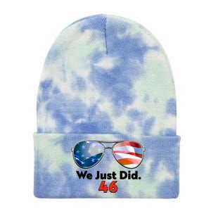 We Just Did Joe Biden President Elect 46 US Flag Sunglasses Tie Dye 12in Knit Beanie