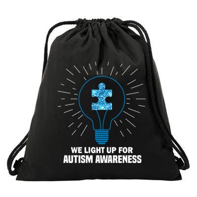 We Light It Up For Autism Awareness Drawstring Bag