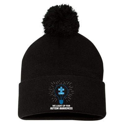 We Light It Up For Autism Awareness Pom Pom 12in Knit Beanie
