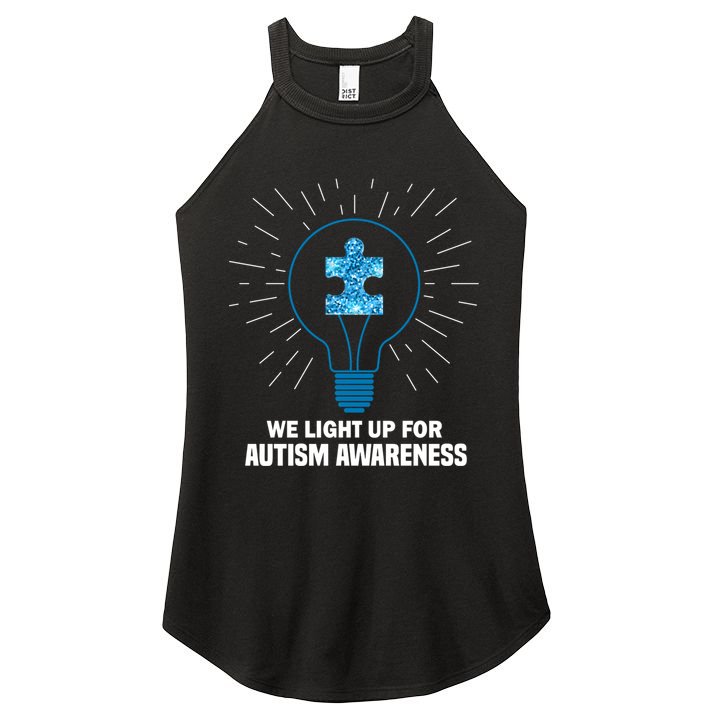 We Light It Up For Autism Awareness Women's Perfect Tri Rocker Tank